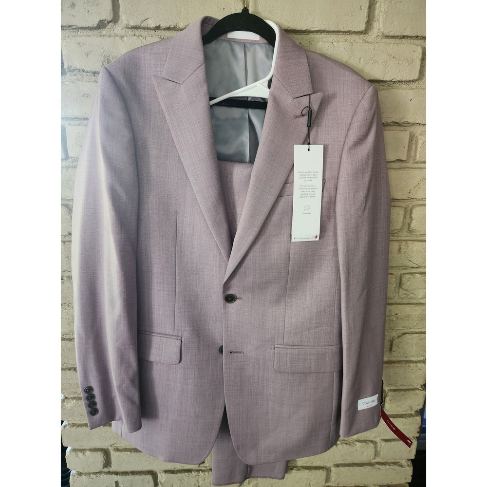 Calvin Klein X Slim Fit Suit Pink Sharkskin 2-Piece set